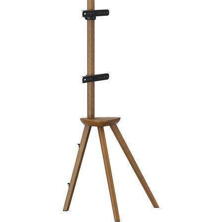 Masif Ahşap Şövalye Tipi Tv Standı 45-65 Inç | Raflı | 45° Döner | 40 kg Taşıma Kapasiteli