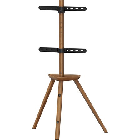 Masif Ahşap Şövalye Tipi Tv Standı 45-65 Inç | Raflı | 45° Döner | 40 kg Taşıma Kapasiteli