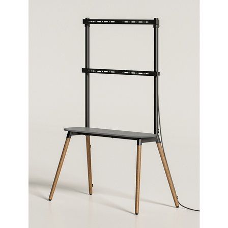 Raflı Şövalye Tipi Tv Standı 49-86 Inç | Ahşap & Metal | 50 kg Taşıma Kapasiteli | Yükseklik Ayarlı