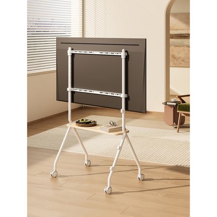 Tekerlekli Şövale Tv Standı 49-80 Inç | Raflı | 50 kg Taşıma Kapasiteli | Mobil Tv Sehpası