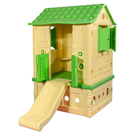 King Kids King Ev Iki Kapılı Kaydıraklı Yeşil