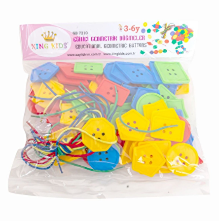 King Kids İpli Geometrik Düğmeler 96 Parça
