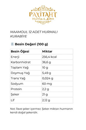 MAAMOUL 12 ADET HURMALI KURABİYE 60 GR