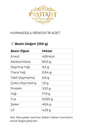 HURMA DOLU BİSKÜVİ 18 ADET HER BİR AMBALAJ 40 GR