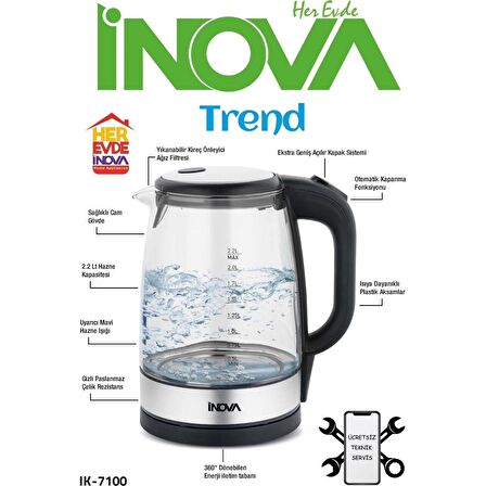 Inova Trend IK-7100 2.2 Litre Cam Işıklı Kettle