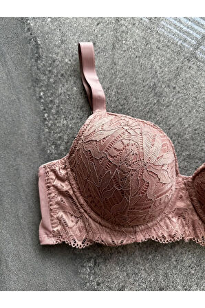 Dantelli C Kap Pudra Sütyen Takımı