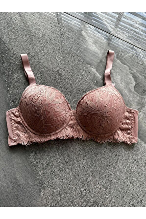Dantelli C Kap Pudra Sütyen Takımı