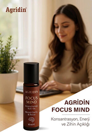 Agridin Focus Mind Roll-On 10 ml – 100% Doğal Aromaterapi ile Zihin Açıklığı ve Odaklanma Desteği