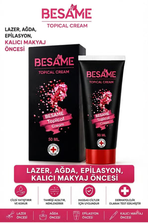 Besame Kozmetik Topical Krem 50 mL Acı Azaltıcı Cream Lazer Epilasyon Ağda Dolgu Prp Kalıcı Makyaj