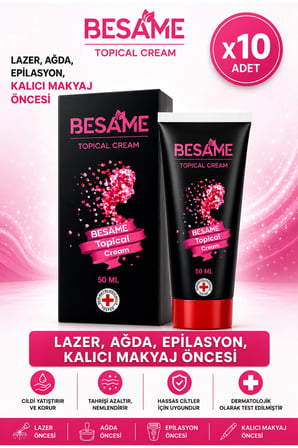 Besame Kozmetik Topical Krem 50 mL Acı Azaltıcı Cream Lazer Epilasyon Ağda Dolgu Prp Kalıcı Makyaj