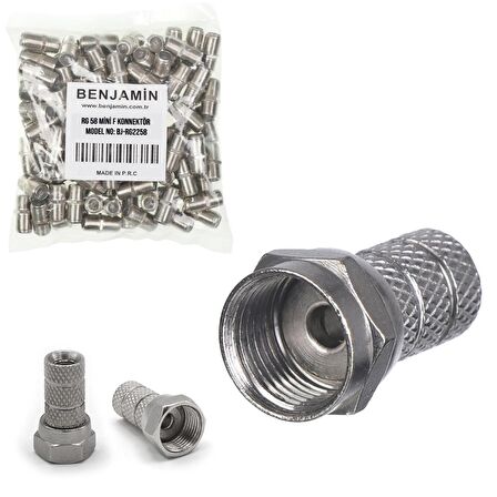 F KONNEKTÖR DAR MİNİ RG58 1.KALİTE (100 ADET) BENJAMİN BJ-RG2258