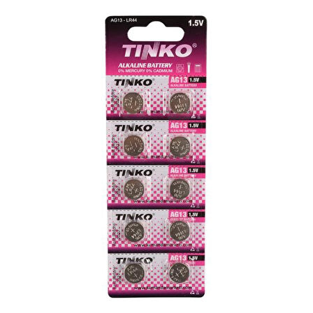 Tinko C-1106A AG13 LR44 A76 1.5 Volt Alkalin Düğme Pil (10'Lu Paket)