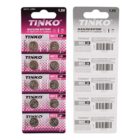 Tinko C-1106A AG13 LR44 A76 1.5 Volt Alkalin Düğme Pil (10'Lu Paket)