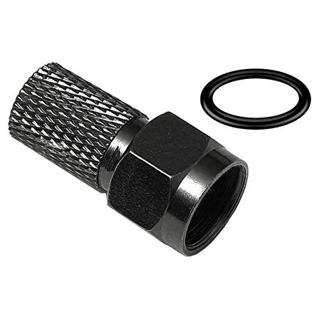 Ayt E-325 Siyah Contalı RG6 U6 22mm 1.Kalite F Konnektör 100'lü Poşet Uydu Soket Konnektörü 
