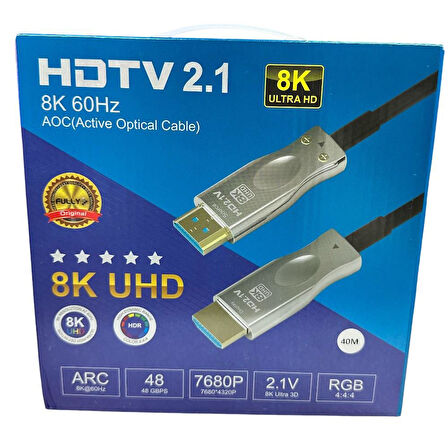 Fully 40metre 8K 60Hz AOC Fiber Optik HDMI Kablo 2.1v 7680x4320