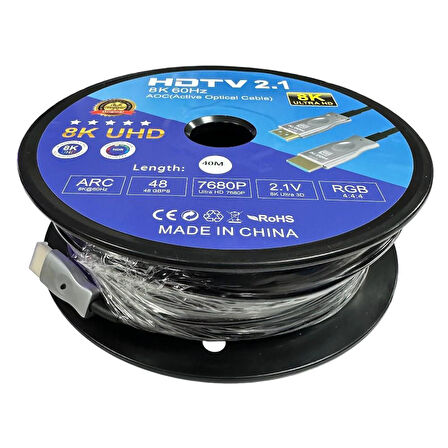 Fully 40metre 8K 60Hz AOC Fiber Optik HDMI Kablo 2.1v 7680x4320
