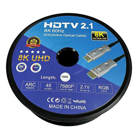 Fully 50metre 8K 60Hz AOC Fiber Optik HDMI Kablo 2.1v 7680x4320