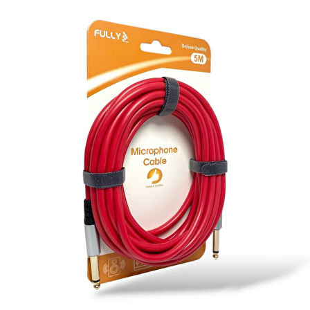FULLY 5Metre 6.3mm Erkek-Erkek Mono Gitar Kablo - Kırmızı