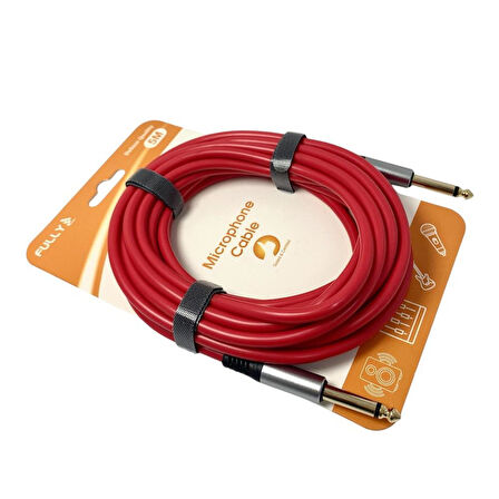 FULLY 5Metre 6.3mm Erkek-Erkek Mono Gitar Kablo - Kırmızı