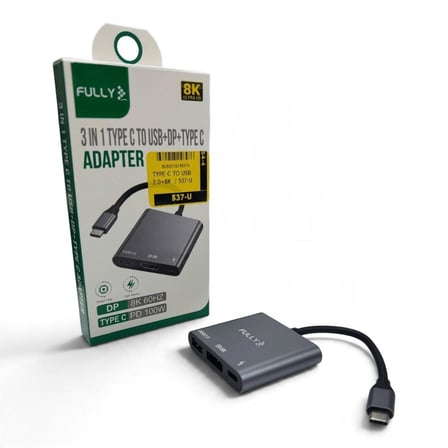Fully 3 in 1 Type-C to USB2.0+8K DP+Type-C Çok Fonksiyonlu Hub