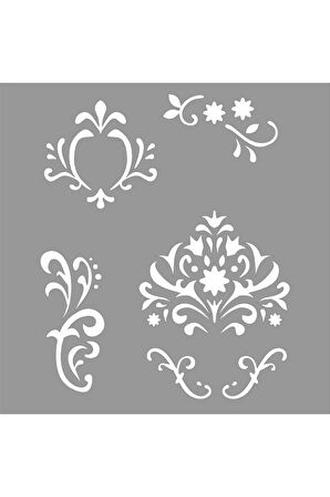 Damask Margaret Stencil Boyama şablonu 30x30 cm, Duvar Stencil, Fayans Stencil, Mobilya Stencil