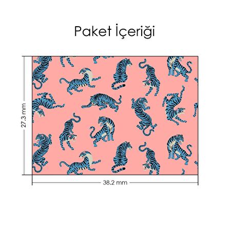 Pembe Üzerine Mavi Kaplanlar Notebook Sticker, Laptop sticker,, Hp Sticker, Asus Sticker, 15.6 inç Sticker