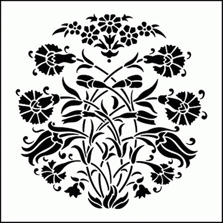 Yuvarlak Çini Stencil Boyama şablonu 30x30 cm, Duvar Stencil, Fayans Stencil, Mobilya Stencil
