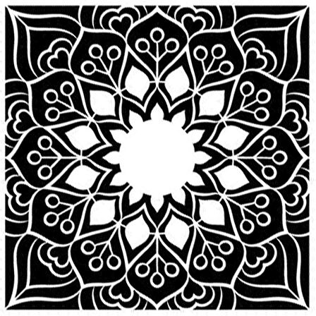 Kare Mandala Stencil Boyama şablonu 30x30 cm, Duvar Stencil, Fayans Stencil, Mobilya Stencil