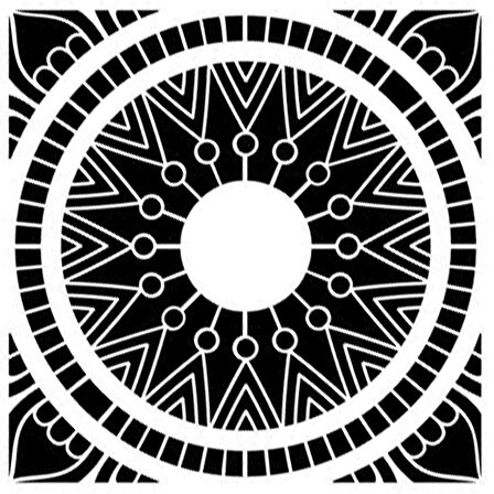 Kare Mandala 2 Stencil Boyama şablonu 30x30 cm, Duvar Stencil, Fayans Stencil, Mobilya Stencil