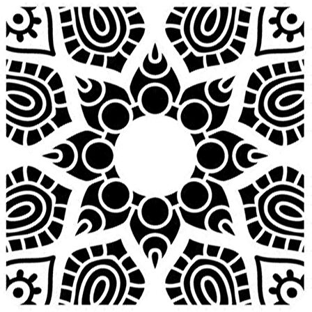 Yıldız Mandala Stencil Boyama şablonu 30x30 cm, Duvar Stencil, Fayans Stencil, Mobilya Stencil