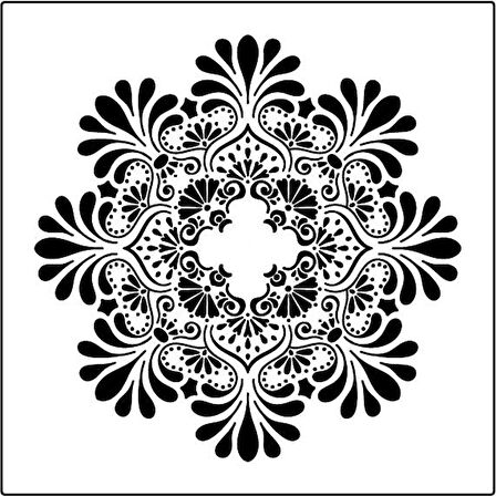 Mandala 13 Stencil Boyama şablonu 30x30 cm, Duvar Stencil, Fayans Stencil, Mobilya Stencil