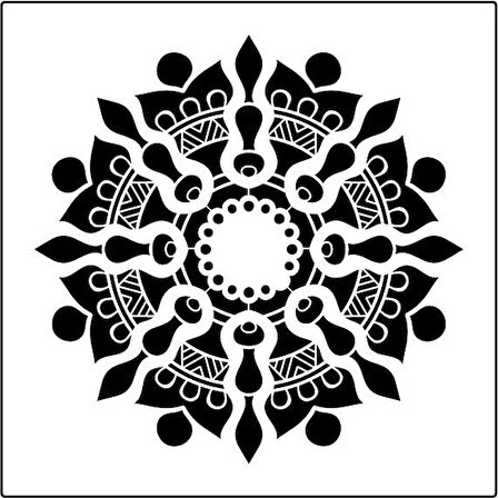 Mandala 14 Stencil Boyama şablonu 30x30 cm, Duvar Stencil, Fayans Stencil, Mobilya Stencil