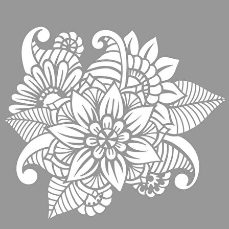 Floral Doodle Stencil Boyama şablonu 30x30 cm, Duvar Stencil, Fayans Stencil, Mobilya Stencil
