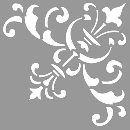 Köşe Floral 4 Stencil Boyama şablonu 30x30 cm, Duvar Stencil, Fayans Stencil, Mobilya Stencil