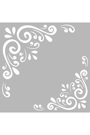 Köşe Damask Stencil Boyama şablonu 30x30 cm, Duvar Stencil, Fayans Stencil, Mobilya Stencil