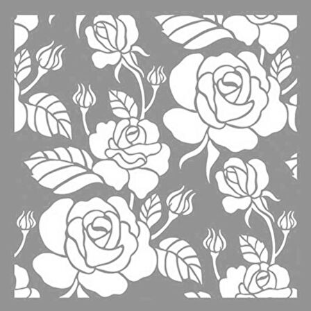 Rose Desen 2 Stencil Boyama şablonu 30x30 cm, Duvar Stencil, Fayans Stencil, Mobilya Stencil