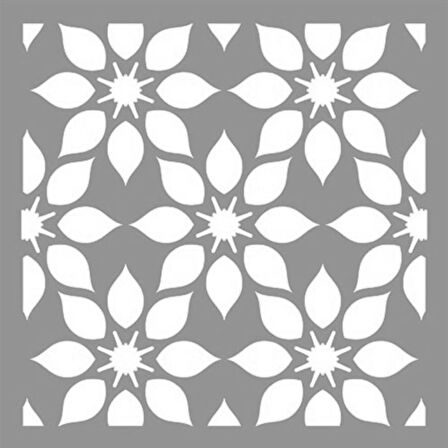 Çiçek Motifi-28 Stencil Boyama şablonu 30x30 cm, Duvar Stencil, Fayans Stencil, Mobilya Stencil