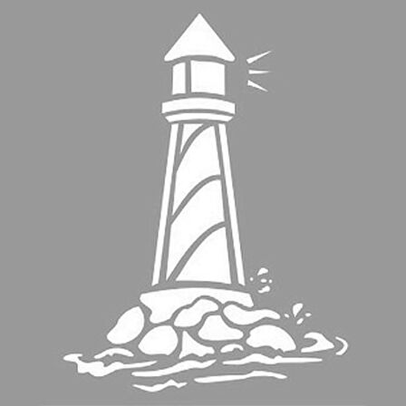 Deniz Feneri Stencil Boyama şablonu 30x30 cm, Duvar Stencil, Fayans Stencil, Mobilya Stencil