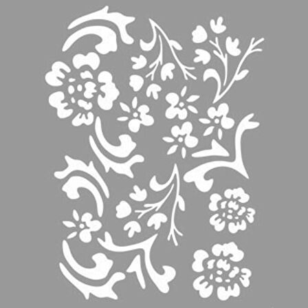 Minimal Çiçek Stencil Boyama şablonu 30x30 cm, Duvar Stencil, Fayans Stencil, Mobilya Stencil
