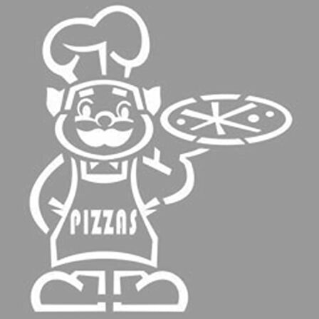 Yaşlı Pizzacı-3 Stencil Boyama şablonu 30x30 cm, Duvar Stencil, Fayans Stencil, Mobilya Stencil