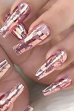 Rose Gold Renk Transfer Tırnak Dövmesi, Tırnak Sticker, Nail Tattoo, Nail Art