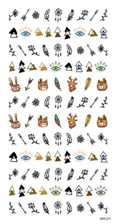 Boho Şekiller Tırnak Dövmesi, Tırnak Tattoo, Nail Art, Tırnak Sticker