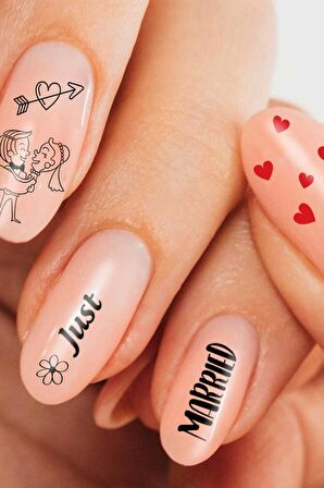 Evlilik Sembolleri Tırnak Dövmesi, Tırnak Tattoo, Nail Art, Tırnak Sticker