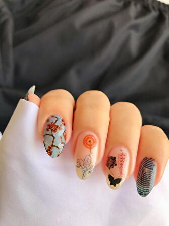 Japon Sembolik Şekil Tırnak Dövmesi, Tırnak Tattoo, Nail Art, Tırnak Sticker