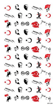 Atatürk Set Tırnak Dövmesi, Tırnak Tattoo, Nail Art, Tırnak Sticker