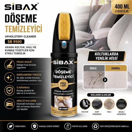 Döşeme Temizleyici Araba Otomobil Koltuk Temizleme Halı Kumaş İçin İz Bırakmaz 400 ML Kod: Sb9500