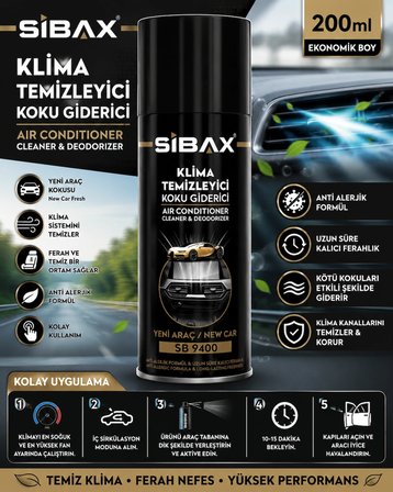 Klima Temizleyici Koku Giderici Yeni Araç Anti Alerjik Formül Uzun Süre Kalıcı Ferahlık 200 ml