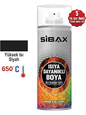 SİBAX YÜKSEK ISIYA DAYANIKLI SPREY 650 DERECE BOYA ŞÖMİNE SOBA KULLANILIR SİYAH  400 ML 1 ADET