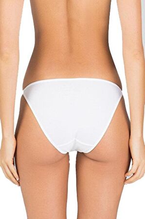 Kom Basic Yanları İpli 2'li Beyaz Külot Set