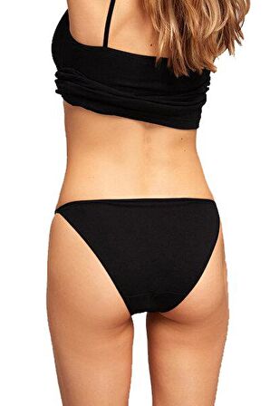 Kom Basic Yanları İpli 2'li Siyah Külot Set 